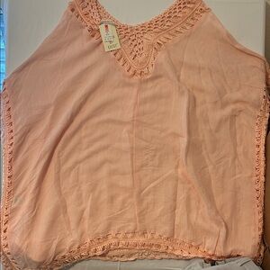 Beach By Exist Peach Crochet-Trim Swim Coverup